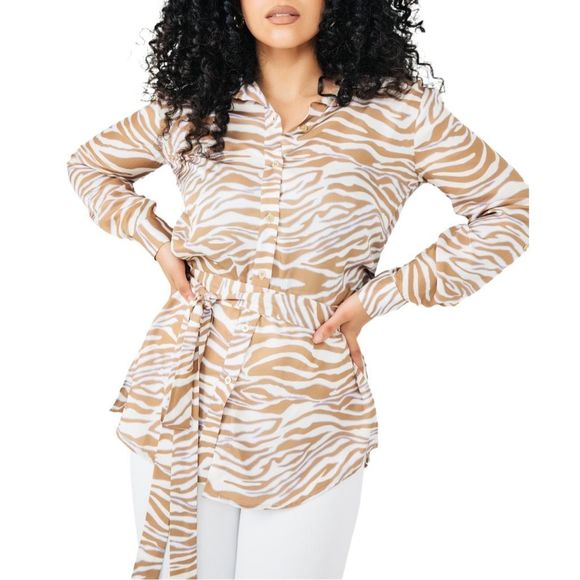 Chloe Kristyn Lavendula Black Zebra Print Blouse - Size Large - Picture 2 of 8